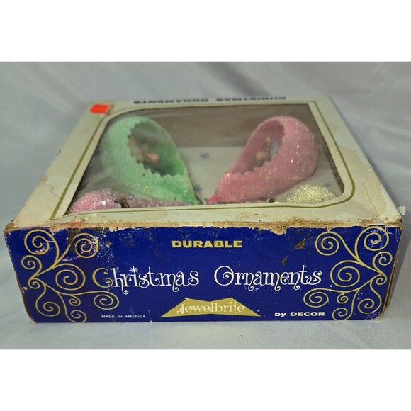 Jewelbrite Christmas Ornaments Diorama Choir Angels Frosted Glass Teardrop Unuse - Picture 7 of 15